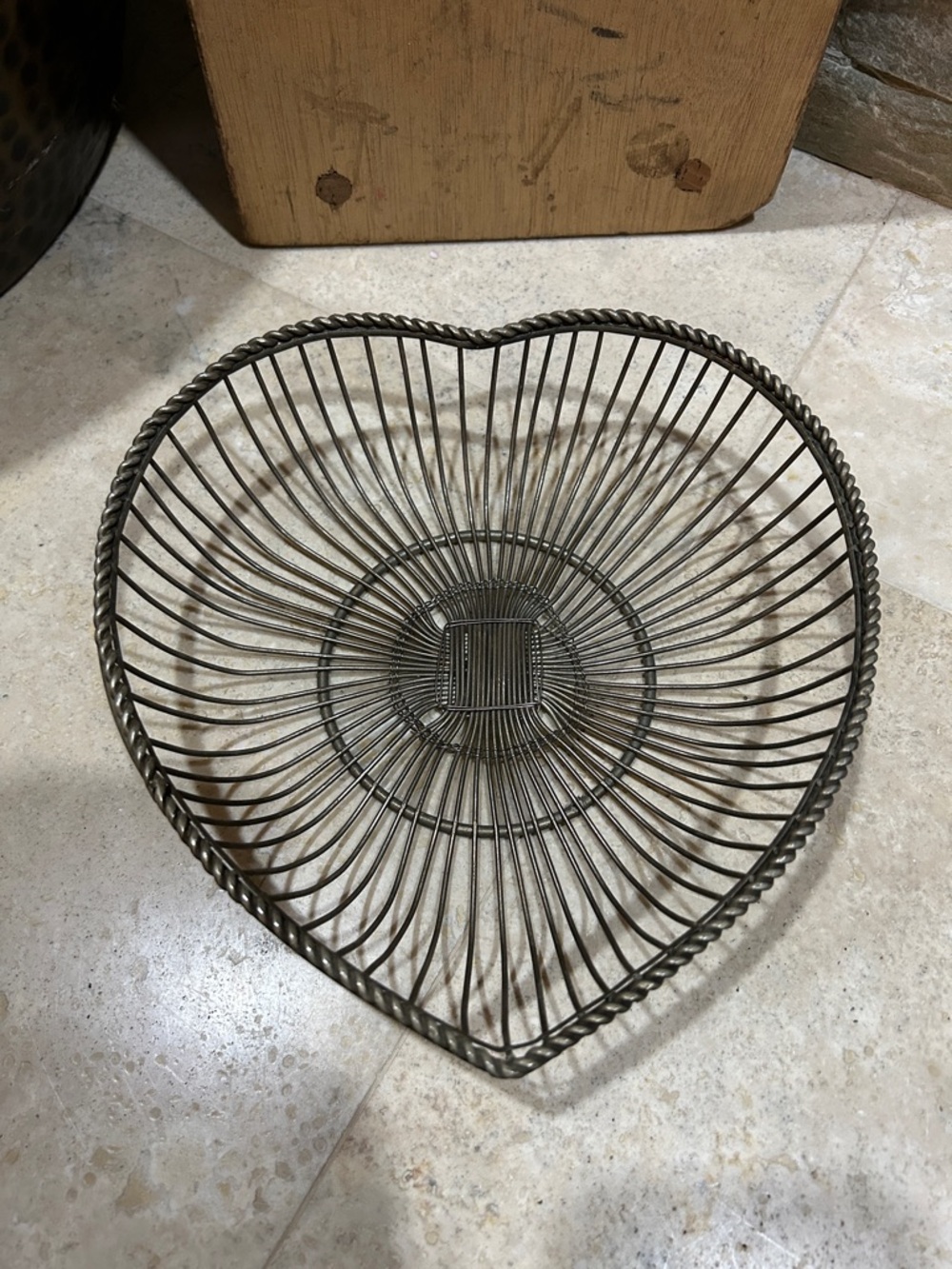 Vintage Metal Wire Heart-Shaped Basket